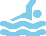 Swimming icon with waves
